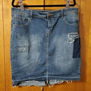 Lane Bryant distressed denim pencil type skirt